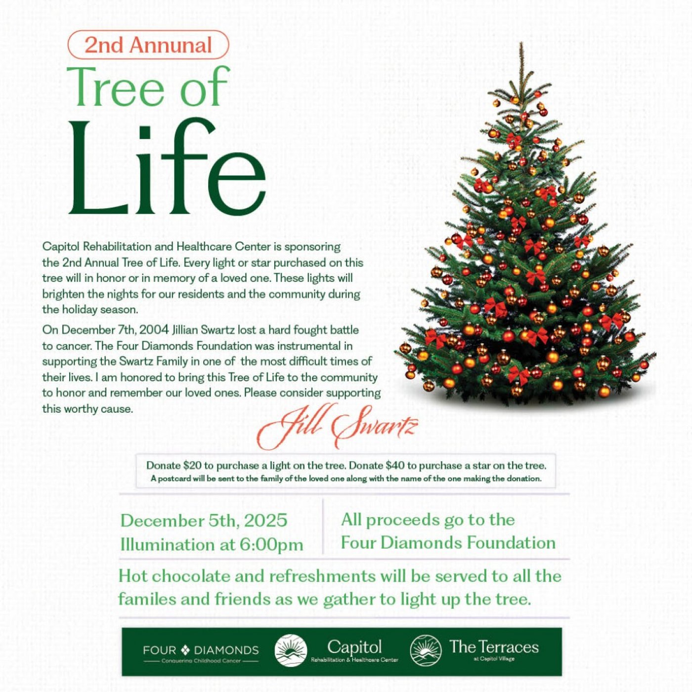 Dec. 5: 2nd Annual Tree of Life Illumination at Capitol Healthcare Campus in Harrisburg