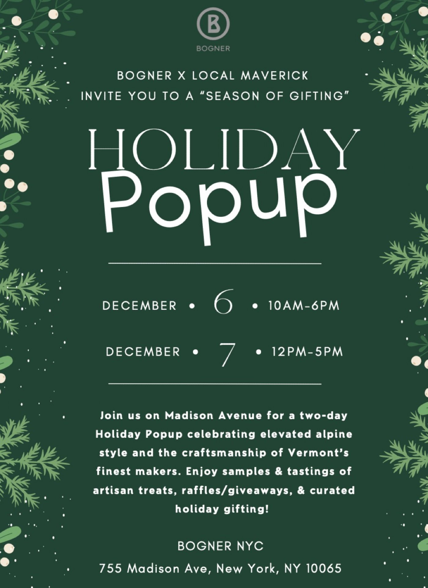 BOGNER x Local Maverick Holiday Popup