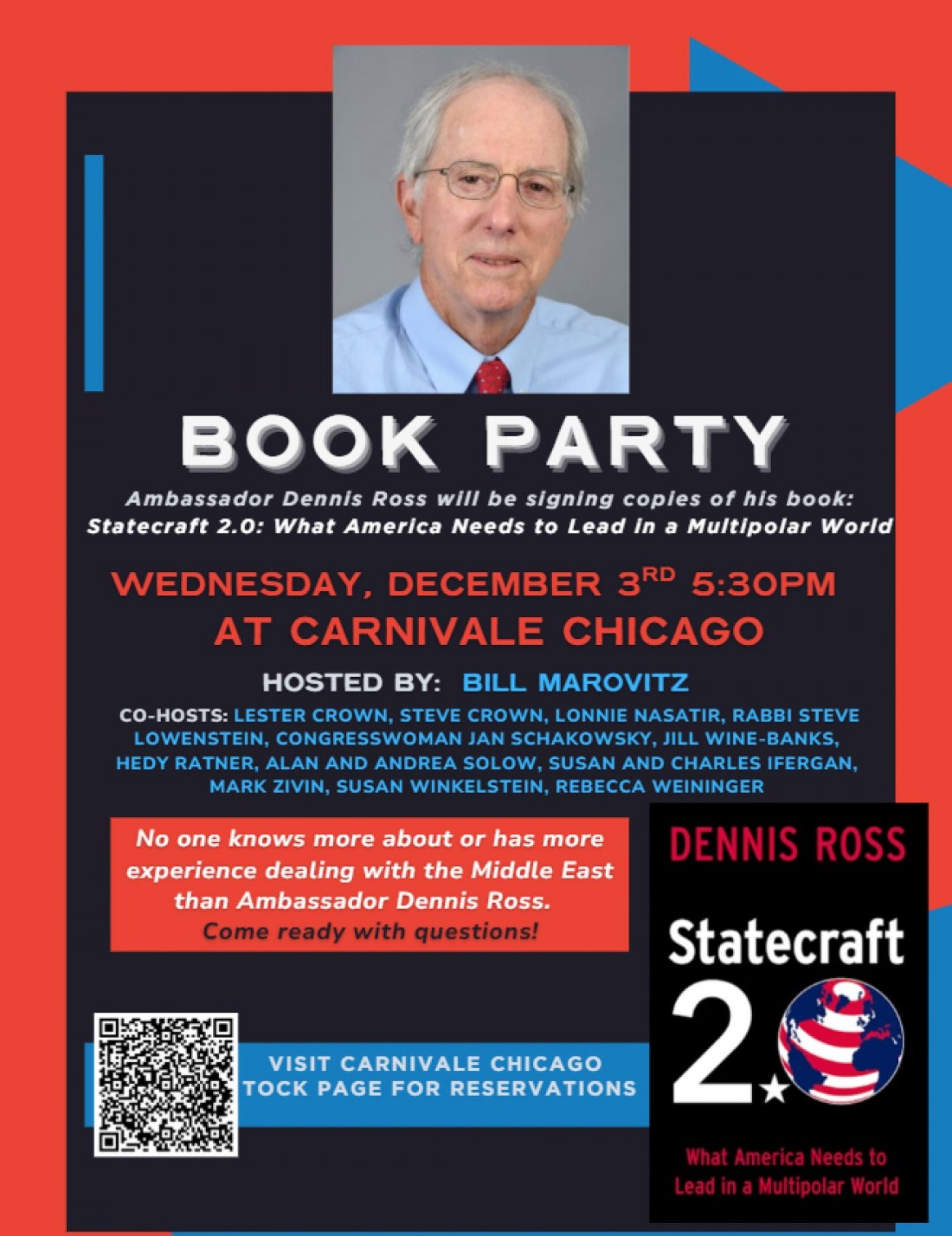 Book Party for Ambassador Dennis Ross at Carnivale Chicago 