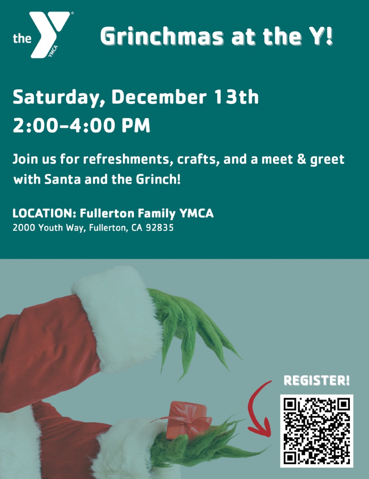 Cocoa & Cookies with the Grinch at the Fullerton Family YMCA