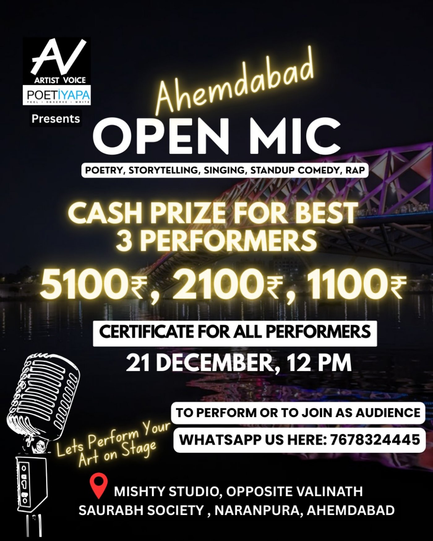 OPEN MIC IN AHMEDABAD- Poetry, Storytelling, Singing, Standup Comedy - Events in Ahmedabad-Poetiyapa