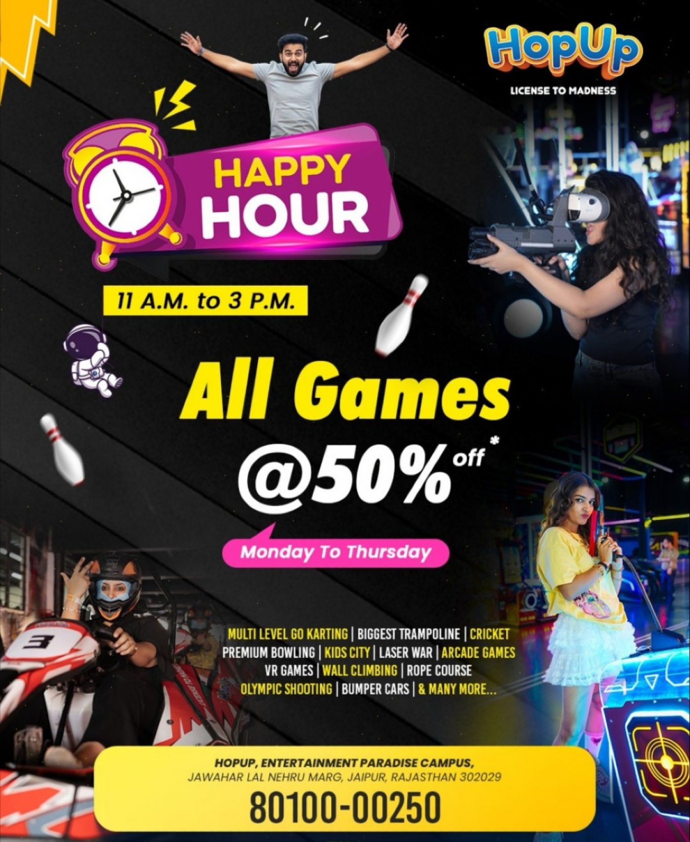 HopUp Jaipur \u2013 Happy Hour December Offer: 50% Off on All Games