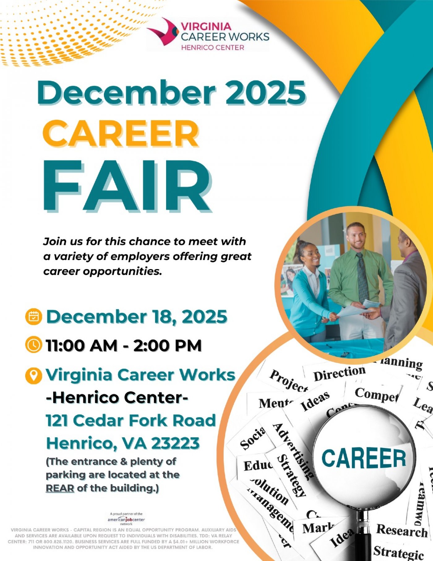 Virginia Career Works - Henrico Center's December 2025 Career Fair