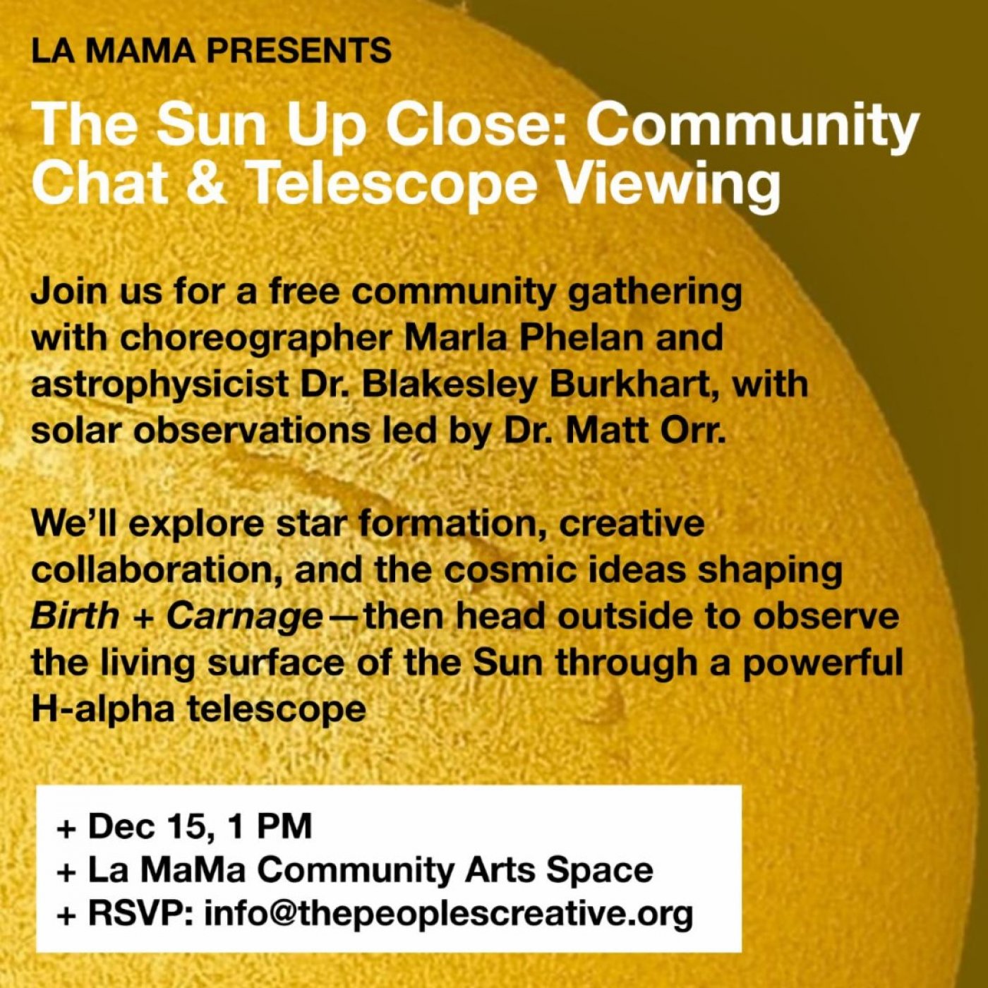 The Sun Up Close: Community Chat & Telescope Viewing