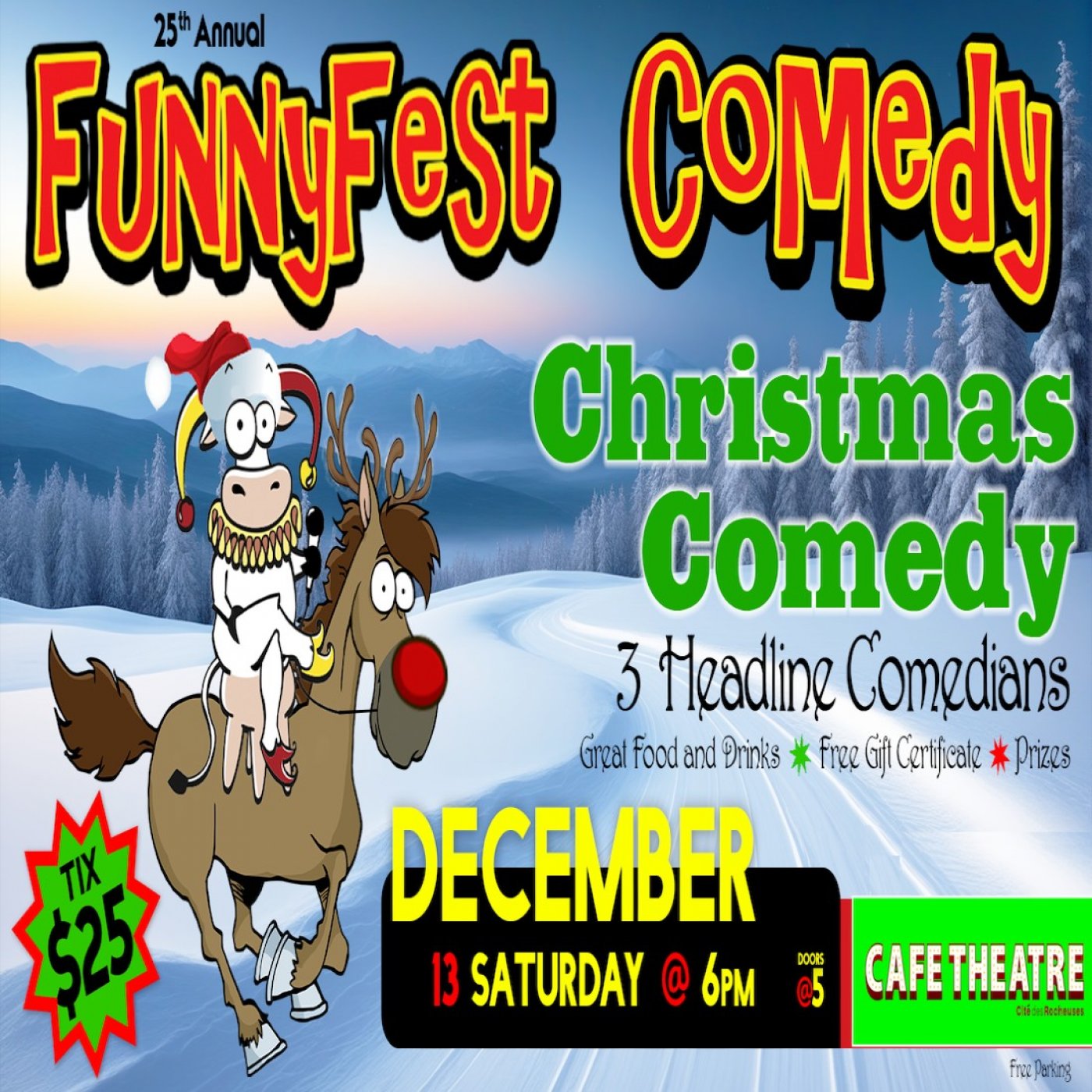 FUNNYFEST Christmas Comedy Party Show - Saturday Dec. 13