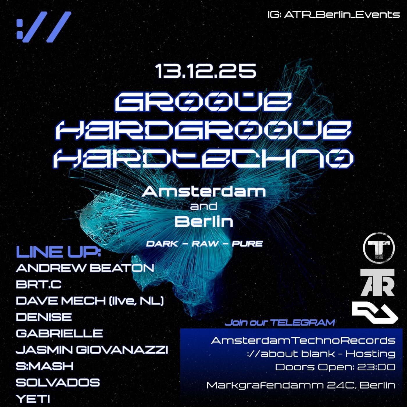 Amsterdam Techno Records and :\/\/about blank on Saturday's [Amsterdam and Berlin]