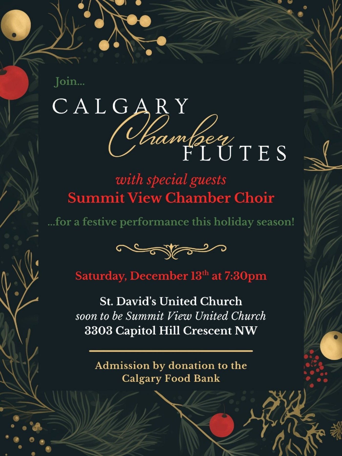 Calgary Chamber Flutes Christmas Concert for the Calgary Food Bank