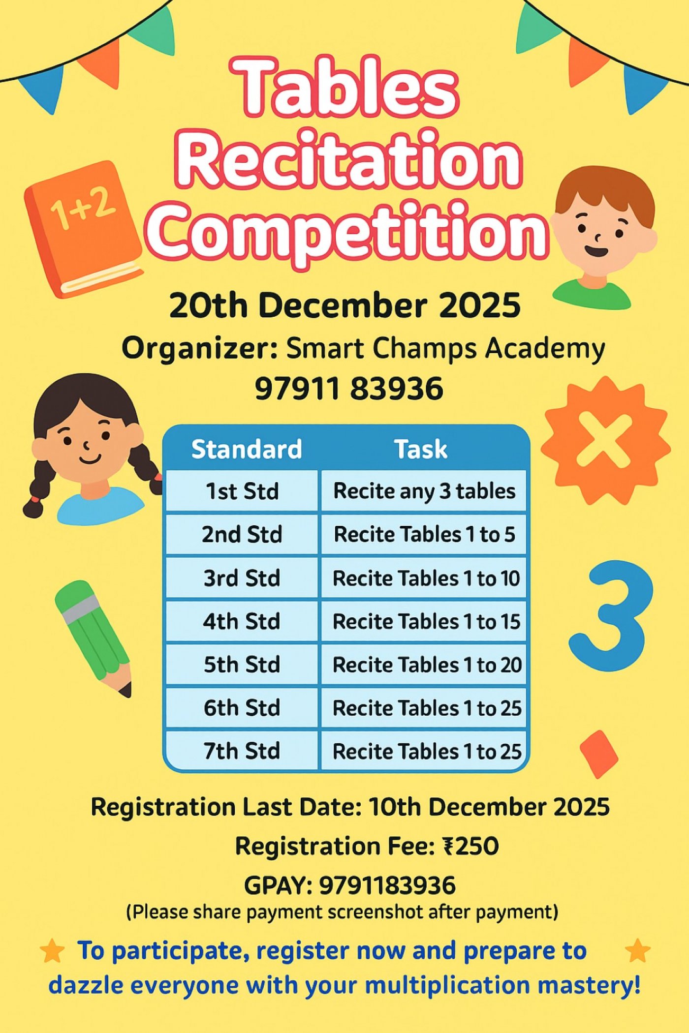 TABLES RECITATION COMPETITION 2025
