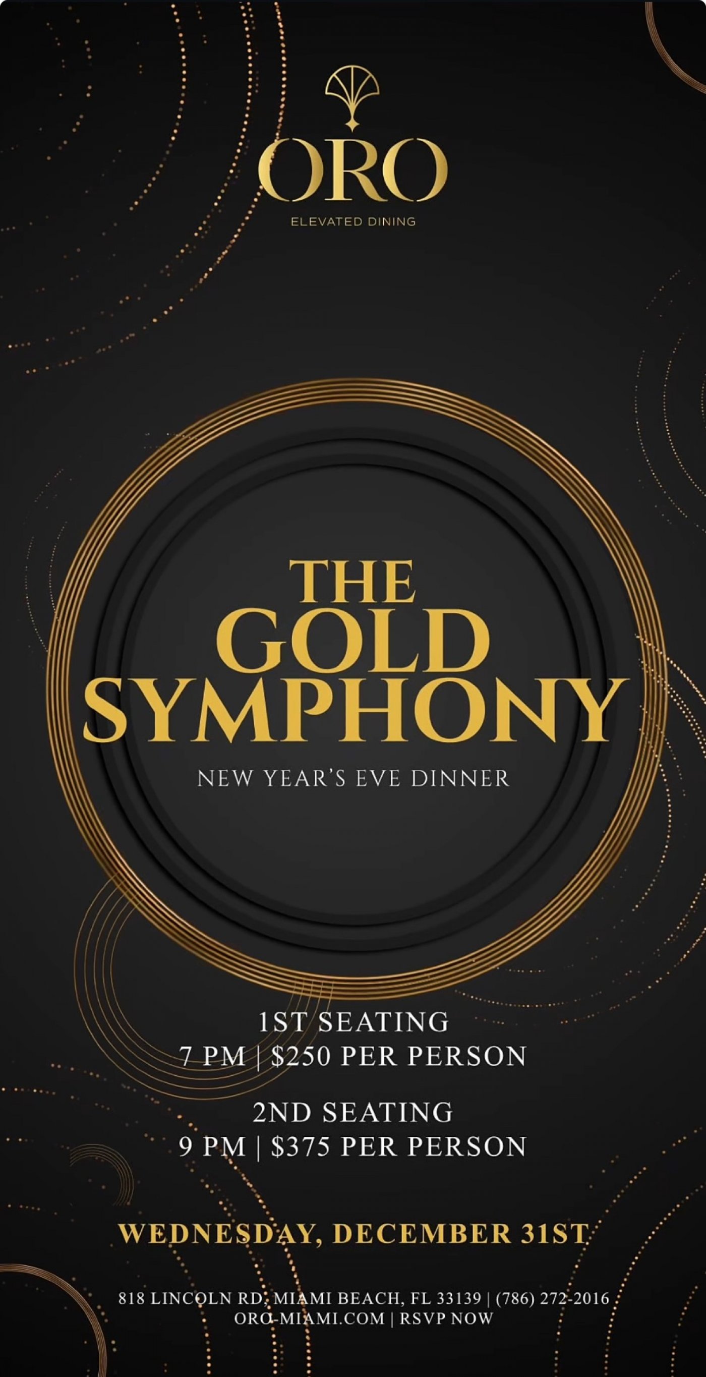 ORO Miami Presents: The Golf Symphony New Year's Eve Dinner
