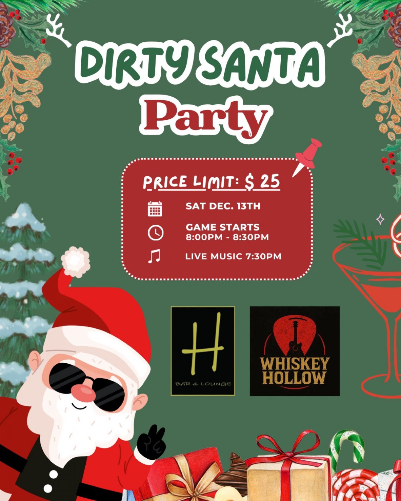 WHISKEY HOLLOW presents a Dirty Santa Party at Heroes Den