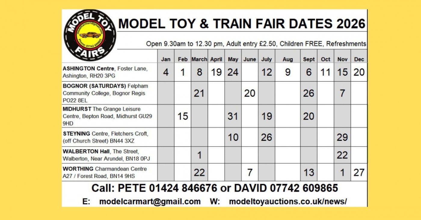 Bognor Regis (SATURDAY) West Sussex Vintage Toy and Train Collectors Fair