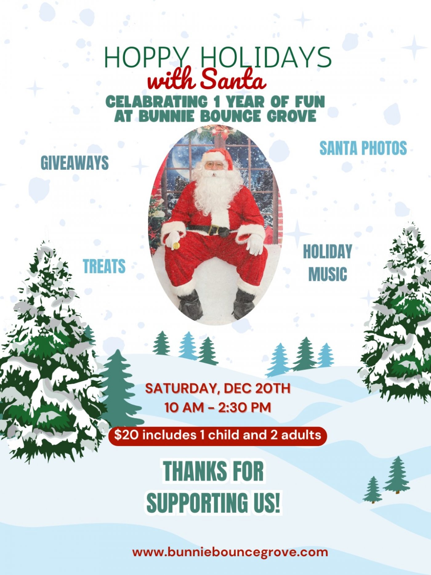 HOPPY HOLIDAYS with Santa: CELABRATING 1 YEAR OF FUN  AT BUNNIE BOUNCE GROVE 