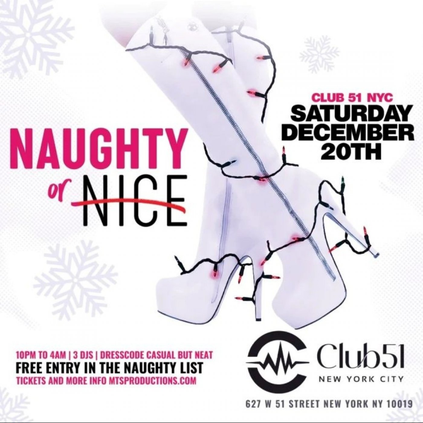 Naughty or Nice Christmas Party NYC | Club 51 NYC Dec 20
