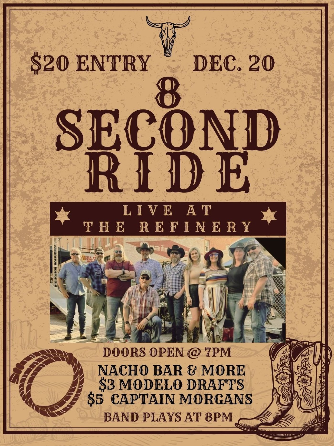 8 Second Ride Live at The Refinery