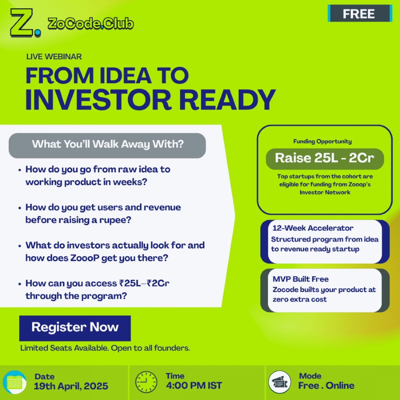 from IDEA to INVESTMENT - Free StartUp MasterClass Tickets at Online on ...