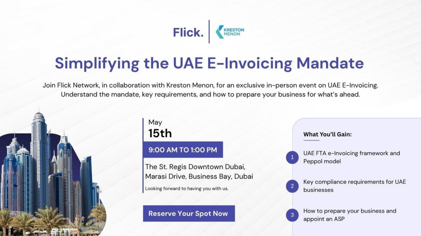 UAE e-Invoicing Event 2026 in Dubai | Flick Network & Kreston Menon