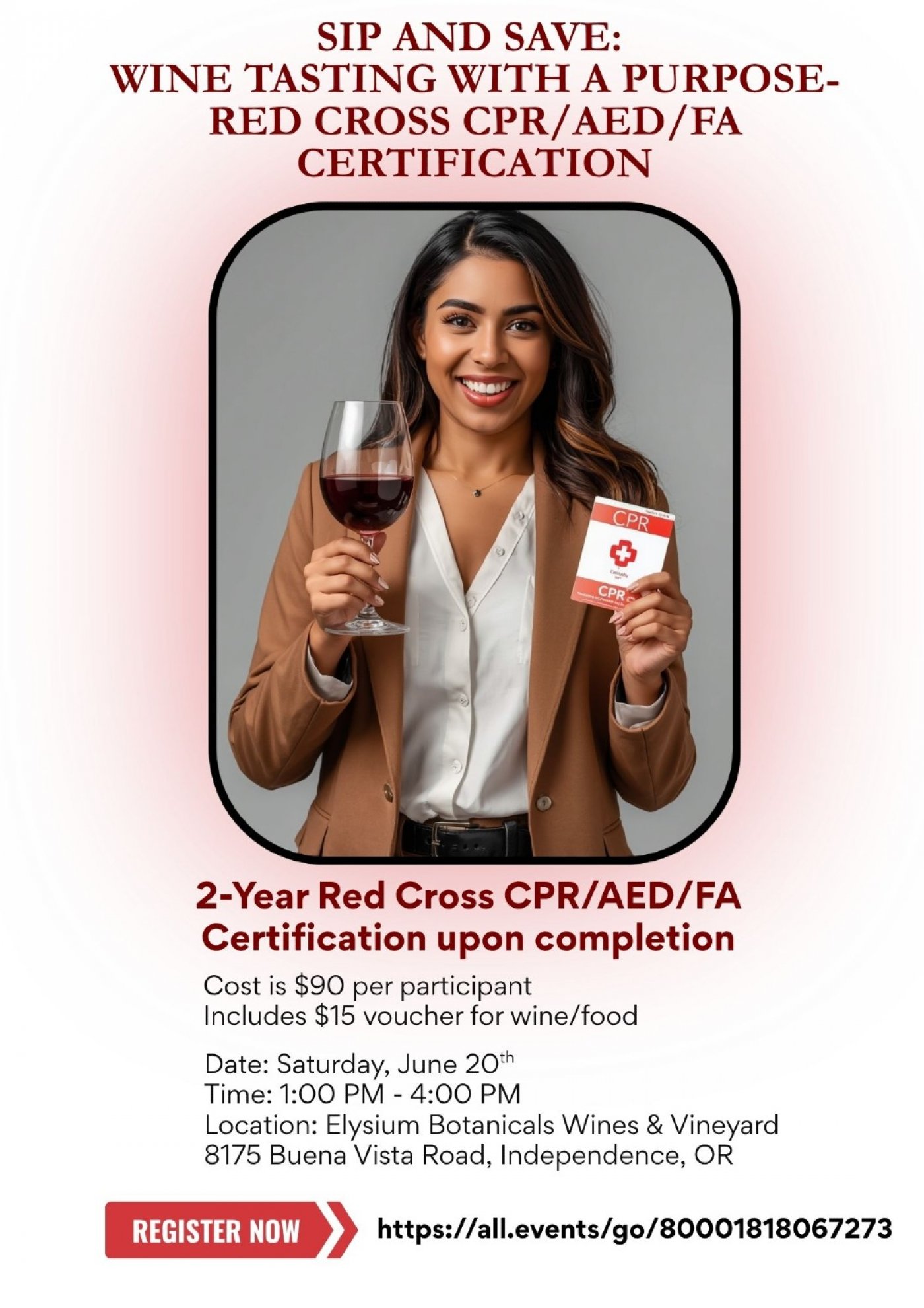 Sip and Save: Wine Tasting with a Purpose- Red Cross CPR/AED/FA ...