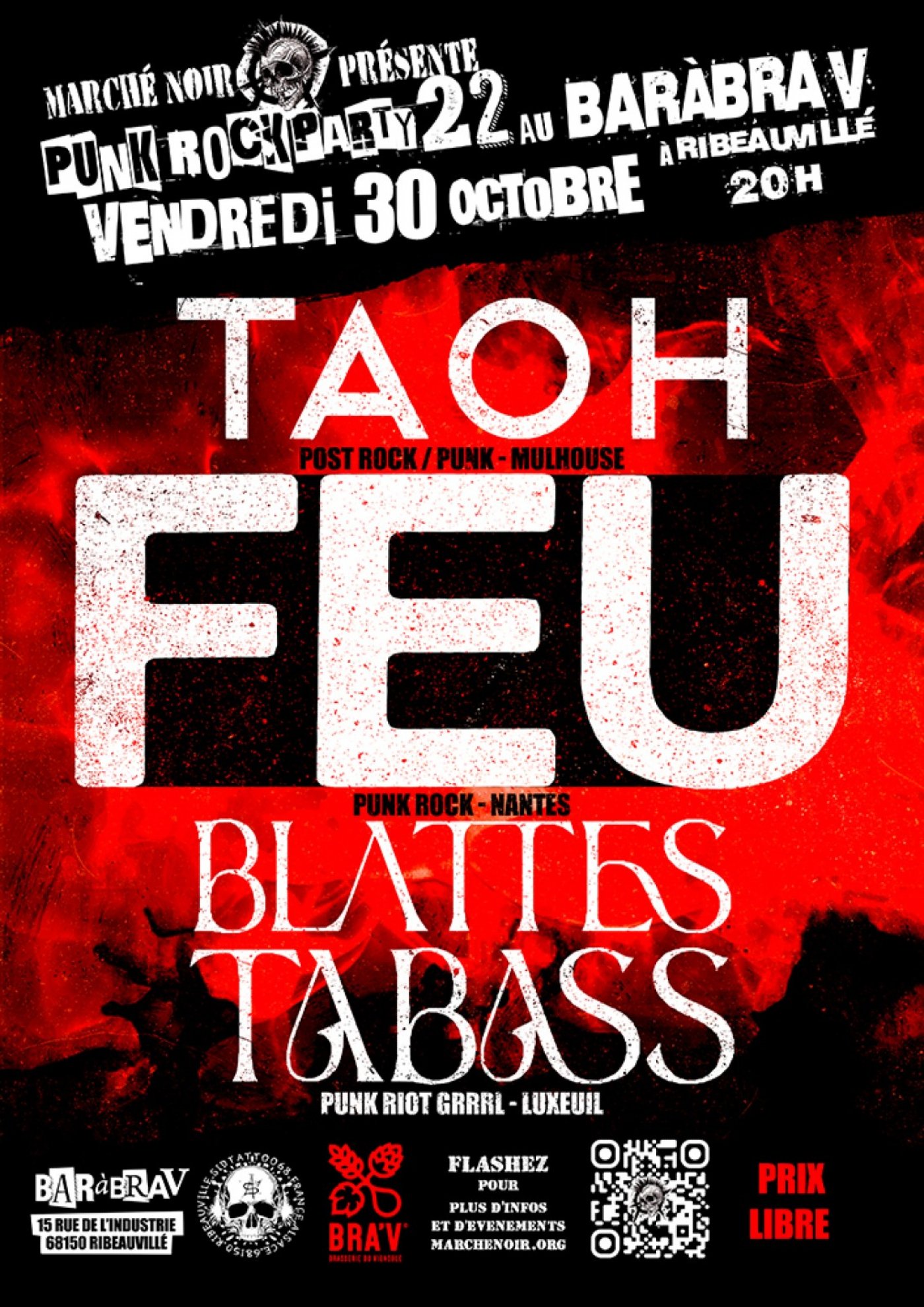 Punk Rock Party 22 au BaRàBraV avec FEU / Blattes Tabass / TAOH at ...